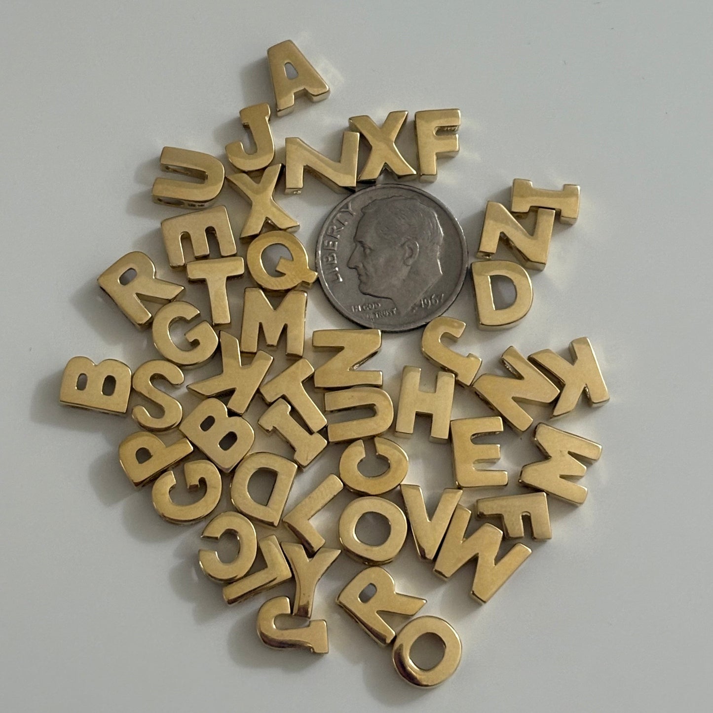 14K Yellow Gold Block Initial Slider Pendant