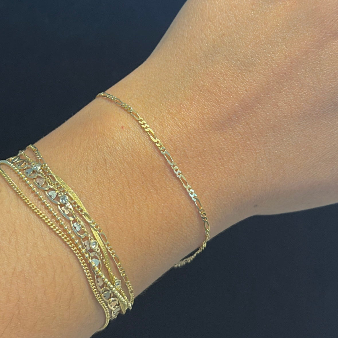 14K Solid Gold Figaro Bracelet