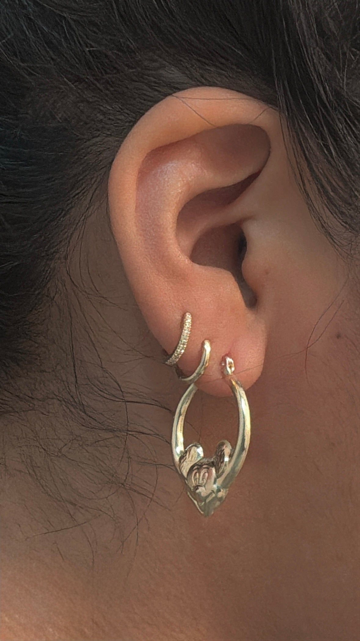 10k Mickey Mouse hoop earrings
