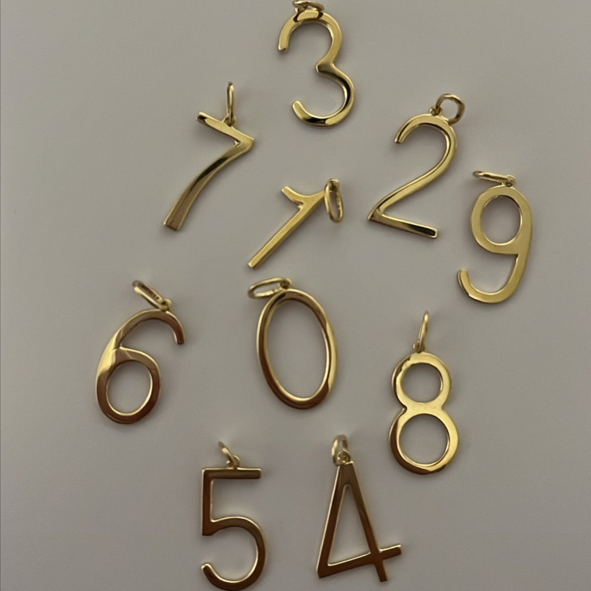 14k Solid Gold Number Charms (Classic Polished Finish, 0–9)