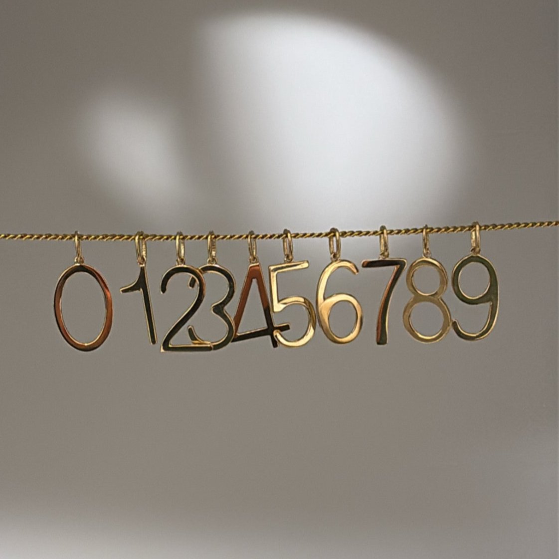 14k Solid Gold Number Charms (Classic Polished Finish, 0–9)