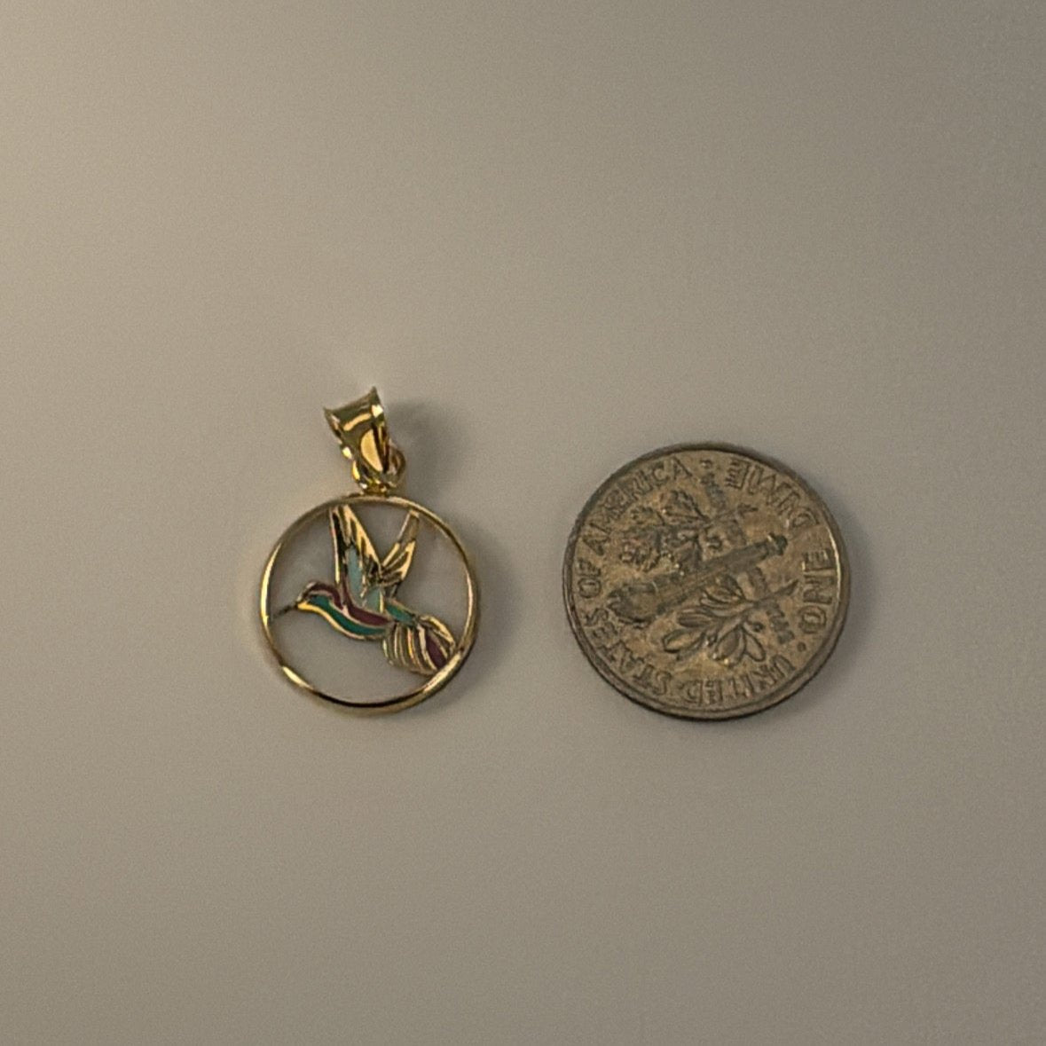 14k hummingbird charm