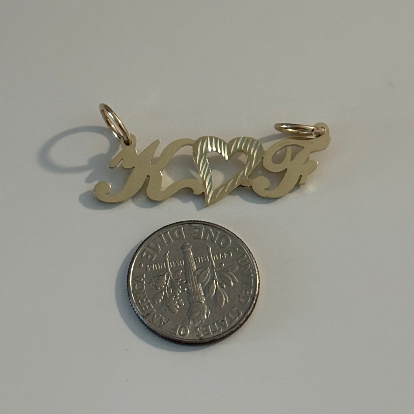 Custom 14K Gold Initials & Heart Nameplate Charm