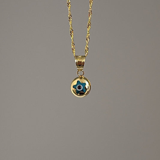 14k evil eye star charm