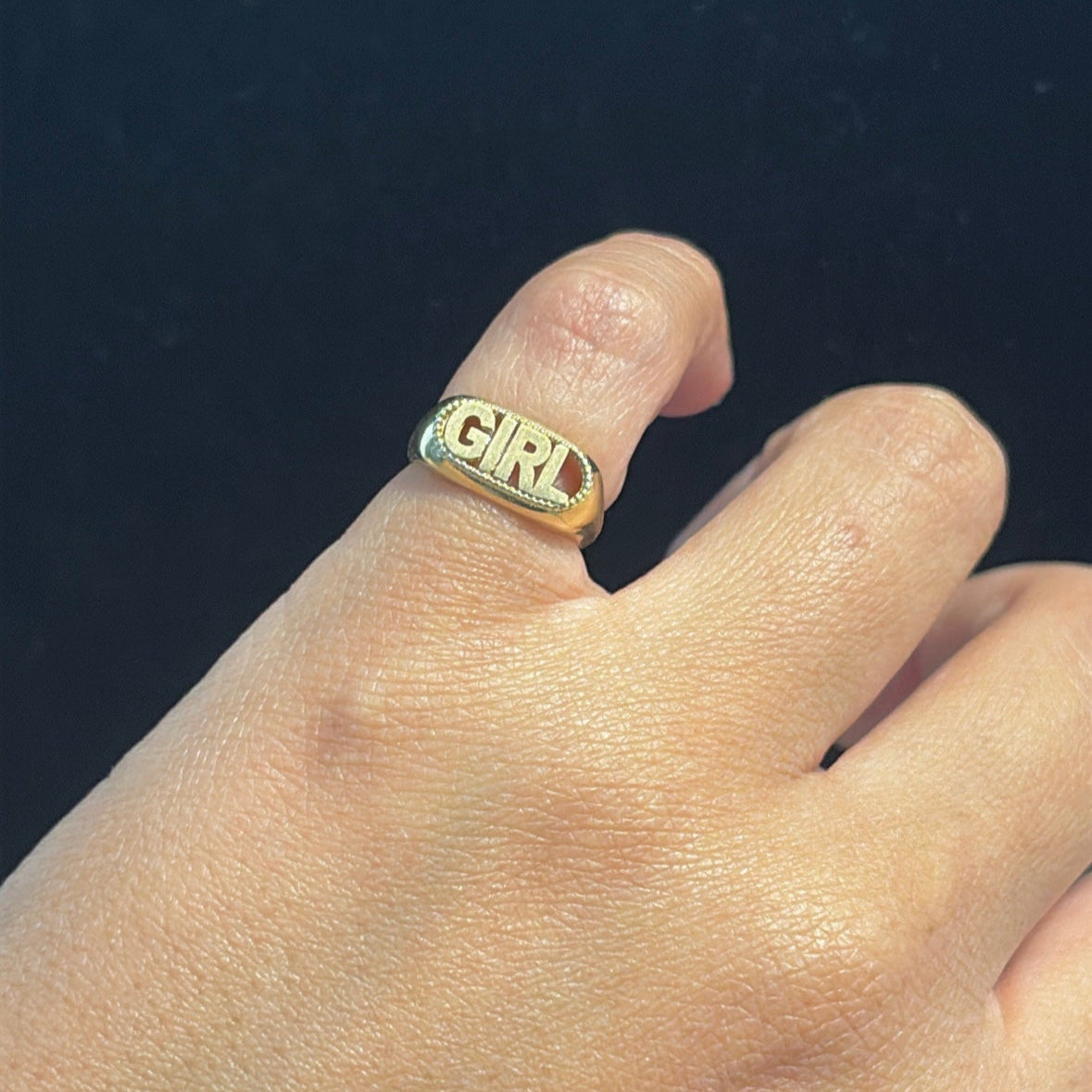 14k Solid Gold “GIRL” Ring