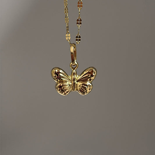 14k puffy butterfly charm