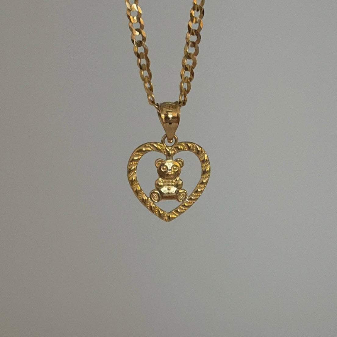 14k gold heart bear charm