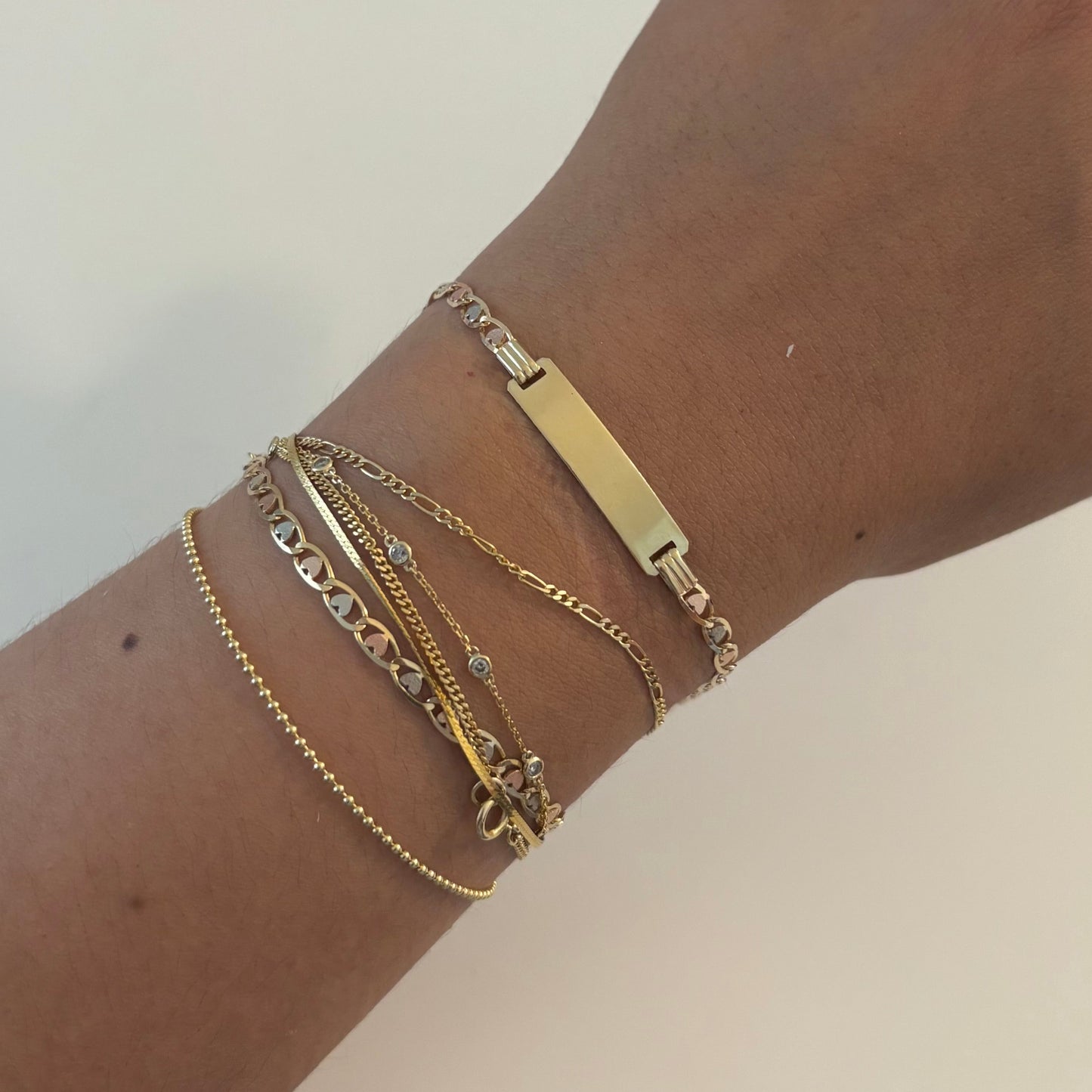 14K Three-Tone Valentino Heart ID Bracelet - 6” (Engravable)
