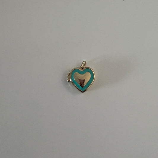 14K Gold Turquoise Enamel Heart Locket