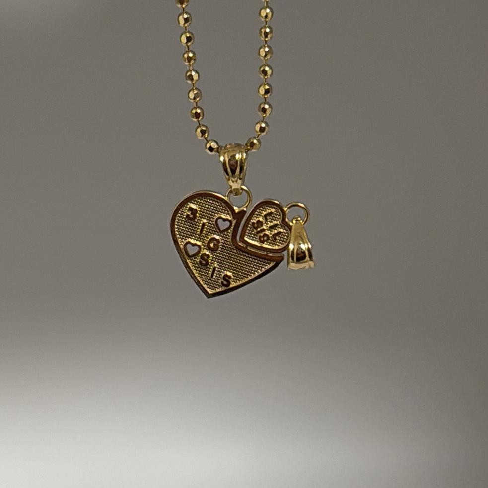 solid gold big sis lil sis charm breakable