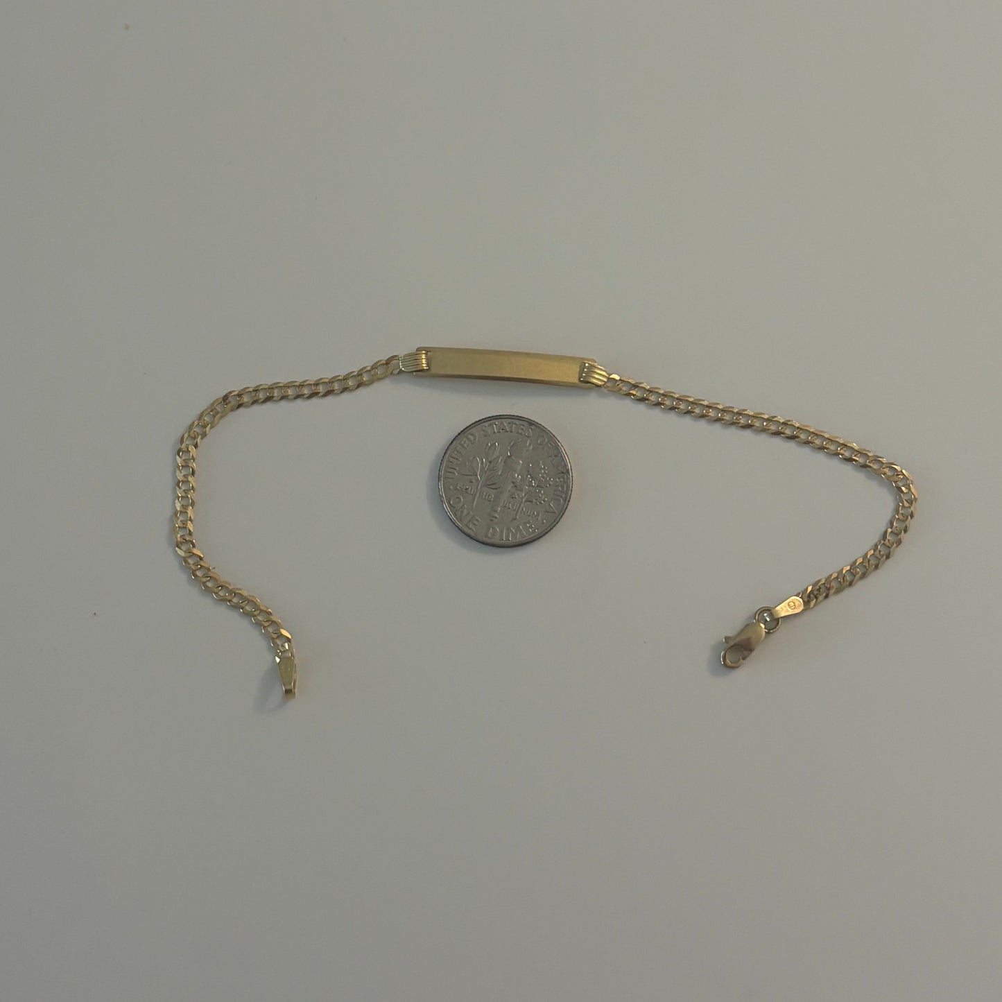 14K Gold Engravable Cuban ID Bracelet – Semi Hollow Name Plate Bracelet