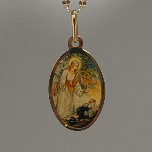 14K oval guardian angel charm