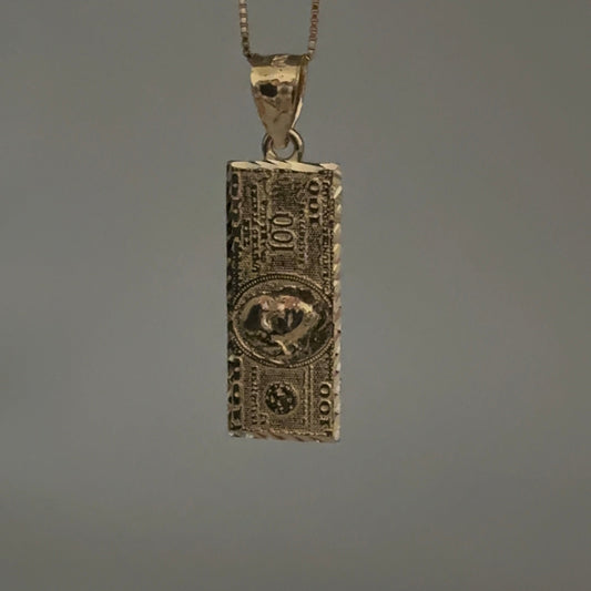 10K Gold $100 Bill Charm – 3D Front & Back Design