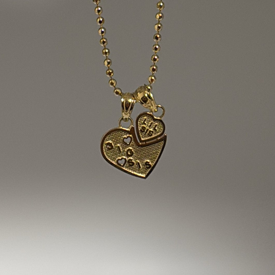 solid gold big sis lil sis charm breakable