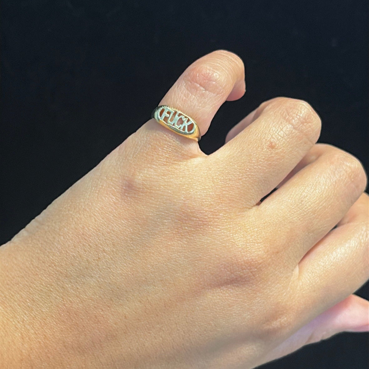 14k "FUXK" Statement ring