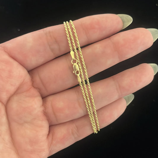 14K Gold Diamond Cut Rope Chain – 1.2mm