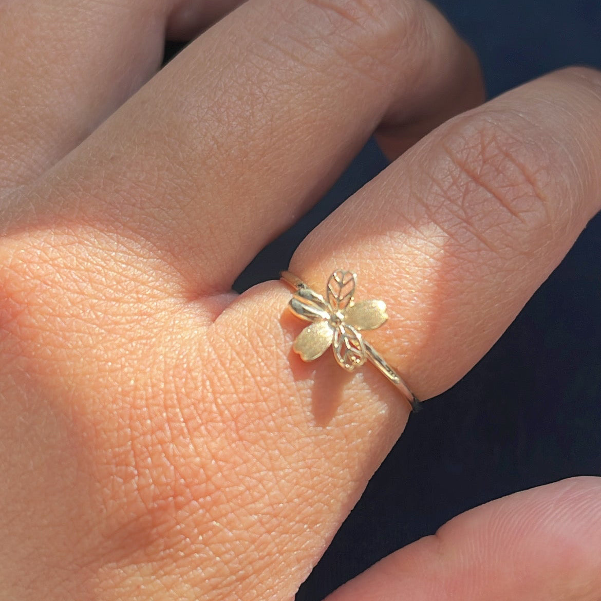 14k Plumeria ring