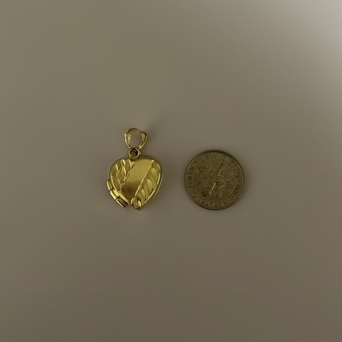 14k solid gold heart locket charm