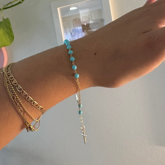 14K Gold Italian Turquoise Rosary Bracelet | Luisiana by Maggini