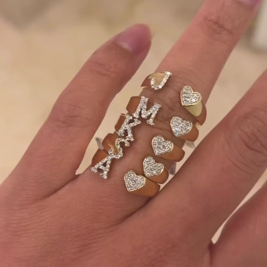 Diamond Initial Heart Ring – 14K & 10K Gold | Natural Diamonds