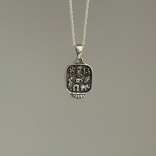 Sterling Silver Good Luck Pendant with Oxidized Detail