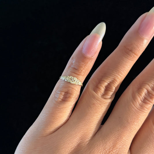 Vintage 10K Yellow Gold Diamond Heart Pinky Ring