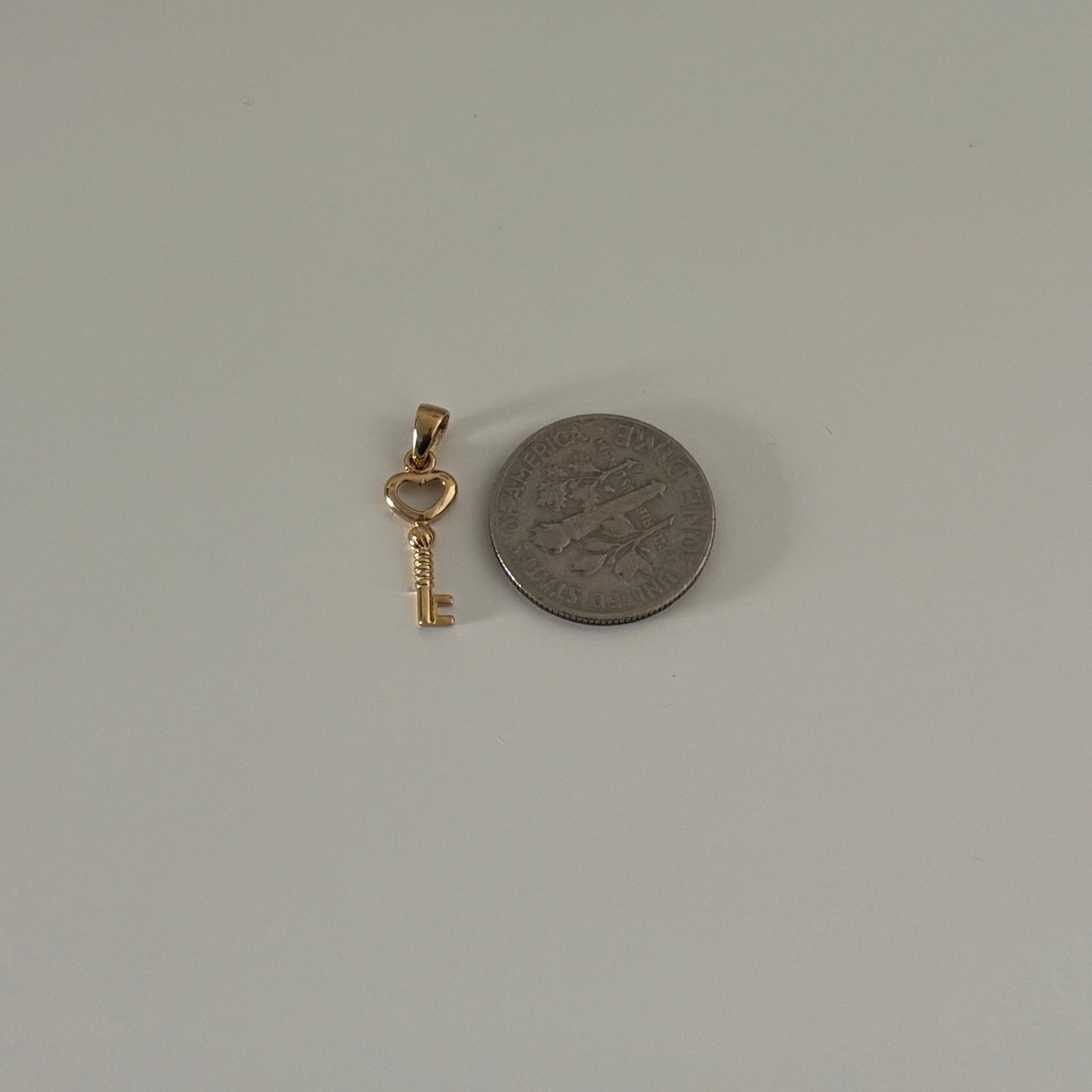 14K Gold Tiny Heart Key Charm