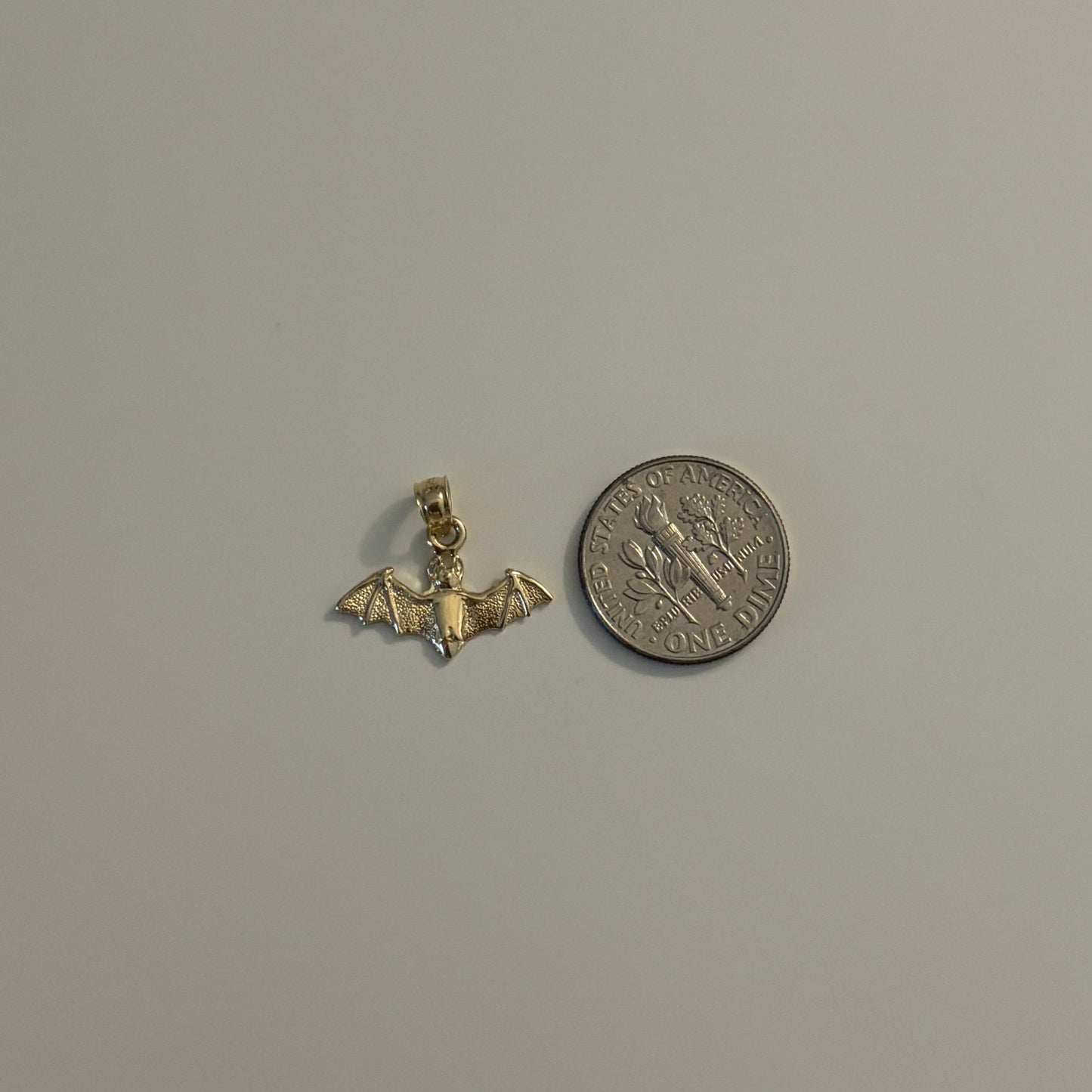 Halloween bat charm pendant, 14K gold gothic-inspired jewelry

