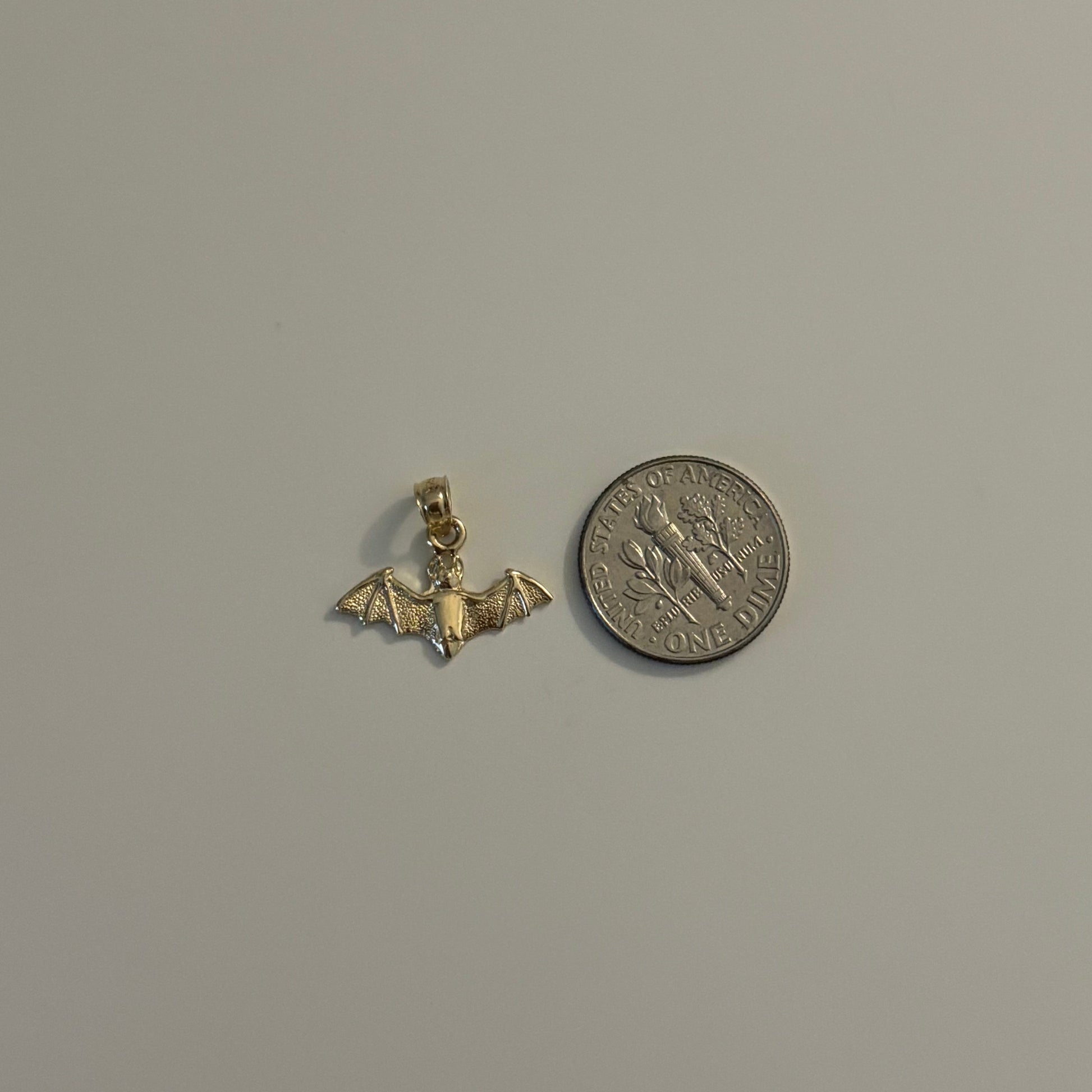 Halloween bat charm pendant, 14K gold gothic-inspired jewelry
