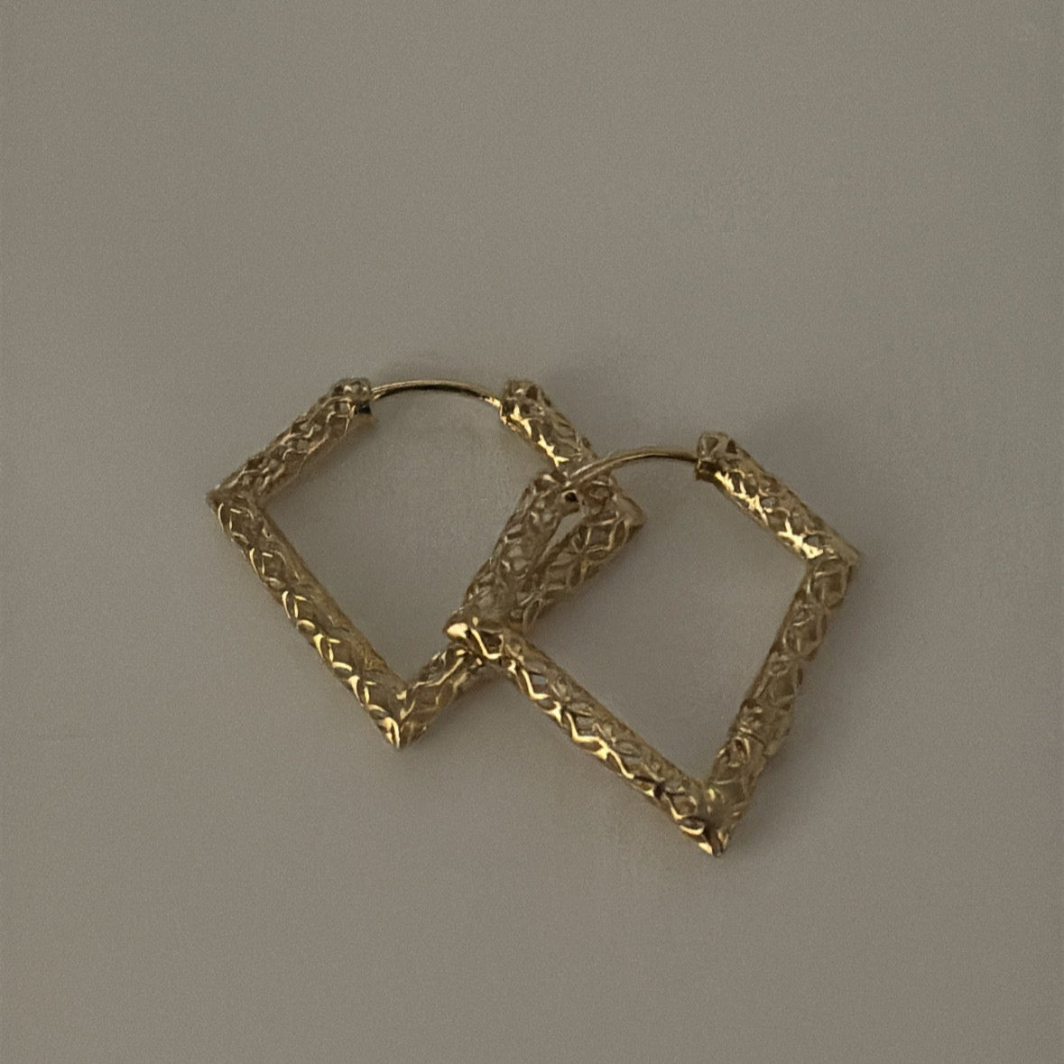 14k triangle filigree earrings