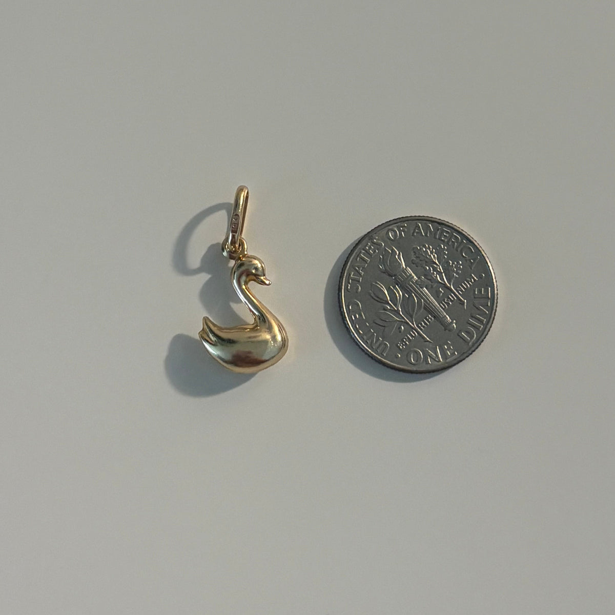 10K Yellow Gold Mini Puffy Swan Charm