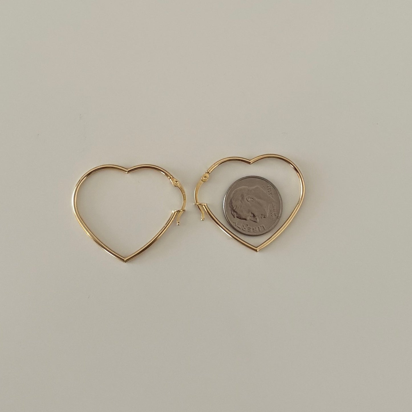 14K Gold Large Heart Hoop Earrings