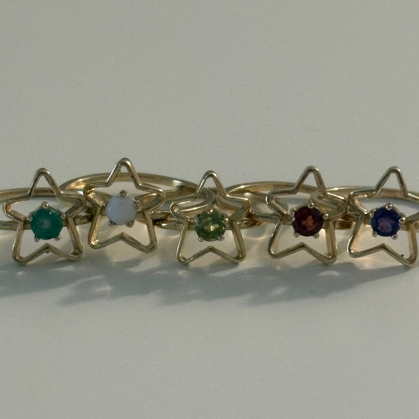10K Gold Star Gemstone Ring