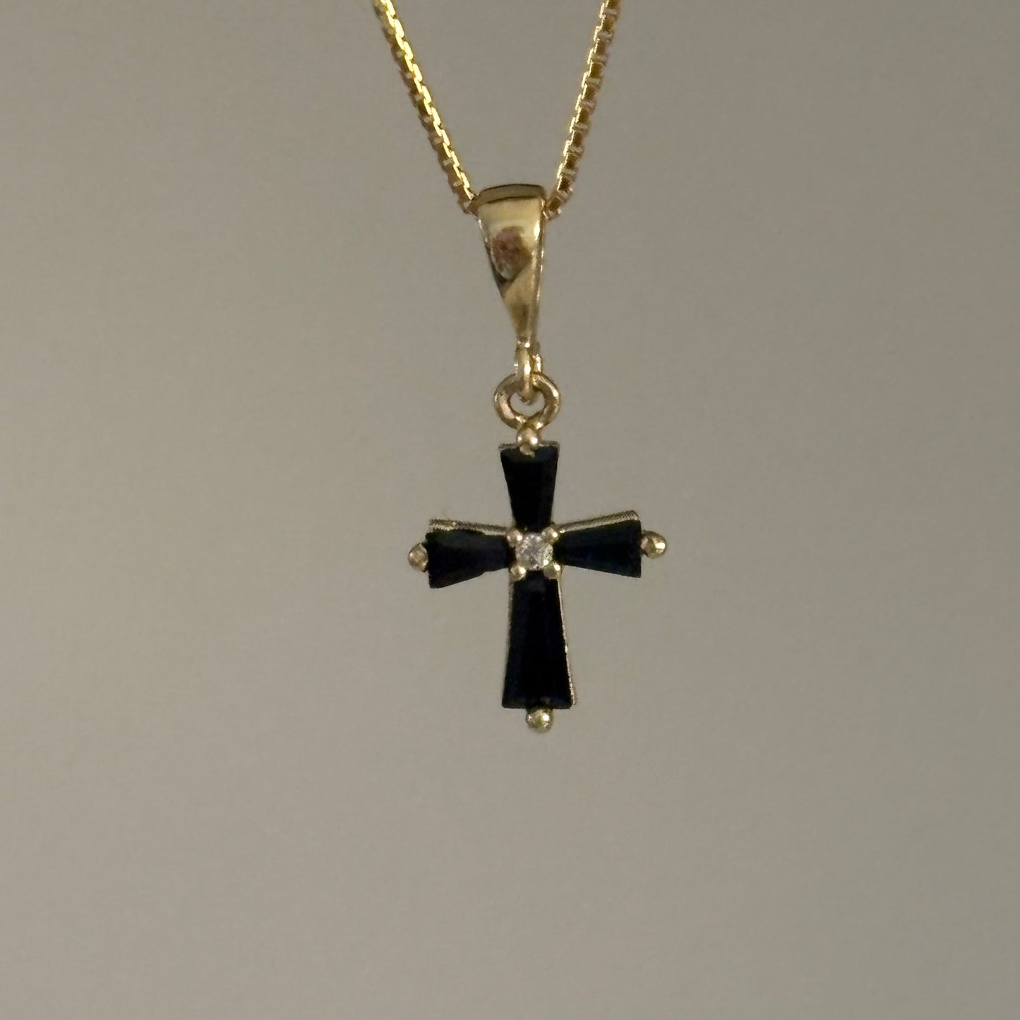 14K Gold Color Cubic Zirconia Cross Charm | Multiple Colors Available | 0.55g