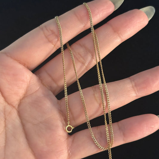 Vintage 14K Yellow Gold Baby Cuban Chain – 15.5”