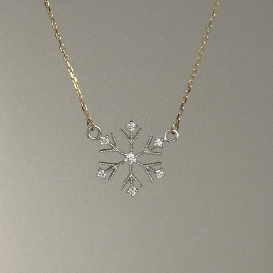 14K Two-Tone Snowflake Necklace – 18”