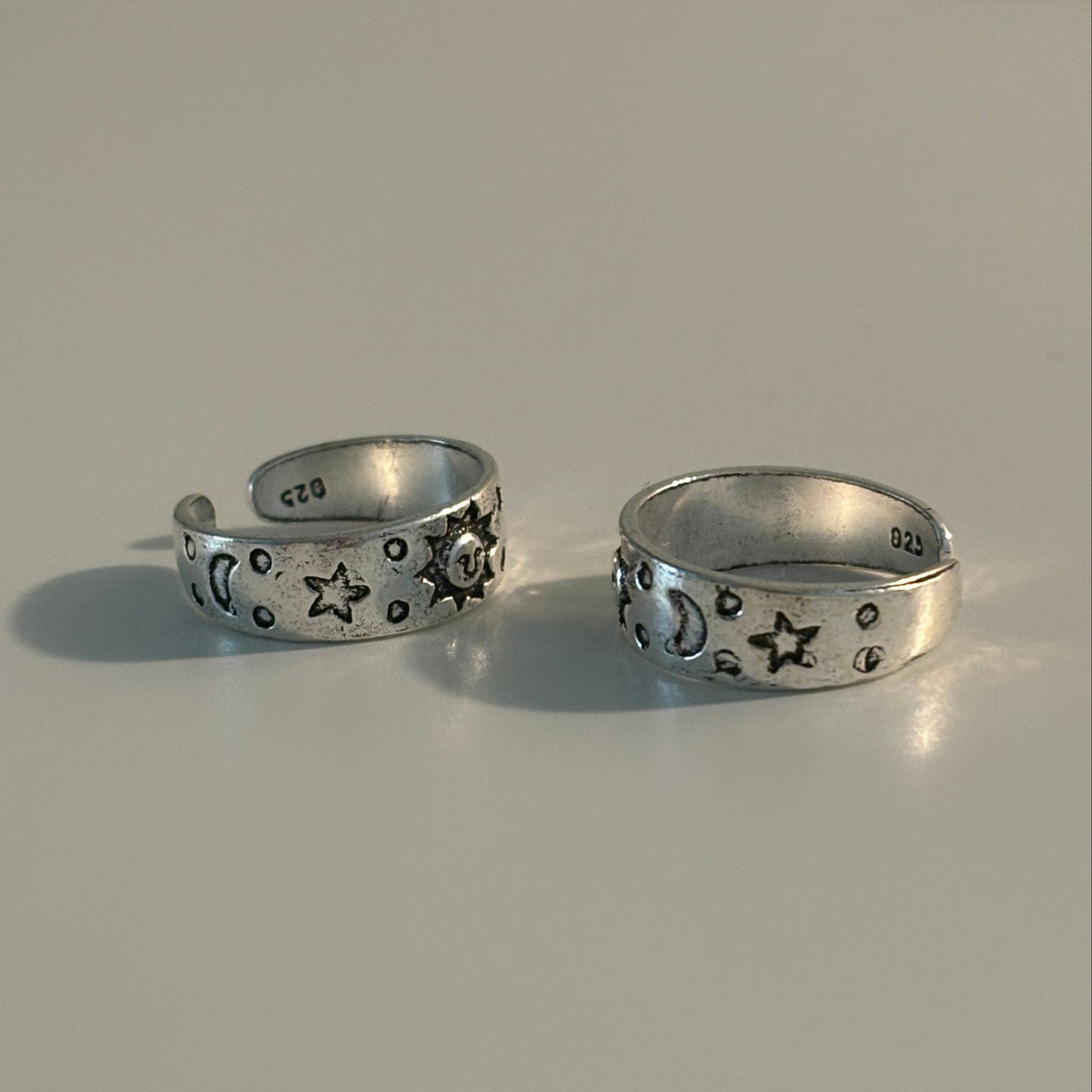 925 Silver Celestial Sun Moon & Star Ring