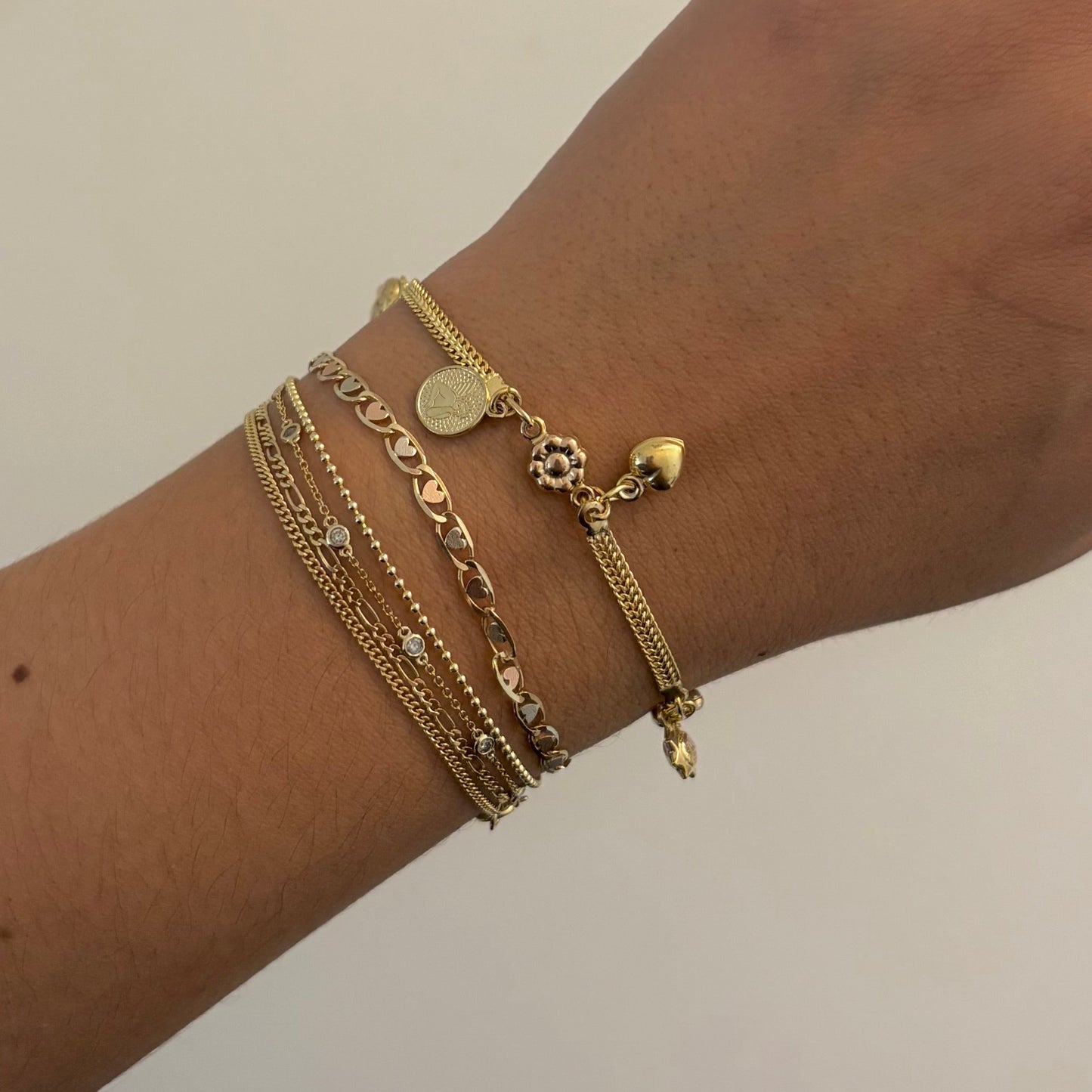 Vintage 14K Yellow Gold Italian Multi-Charm Bracelet – 7”