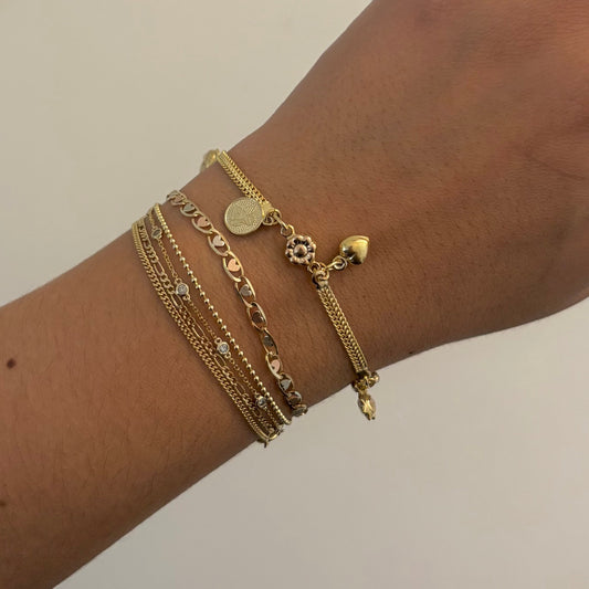 Vintage 14K Yellow Gold Italian Multi-Charm Bracelet – 7”