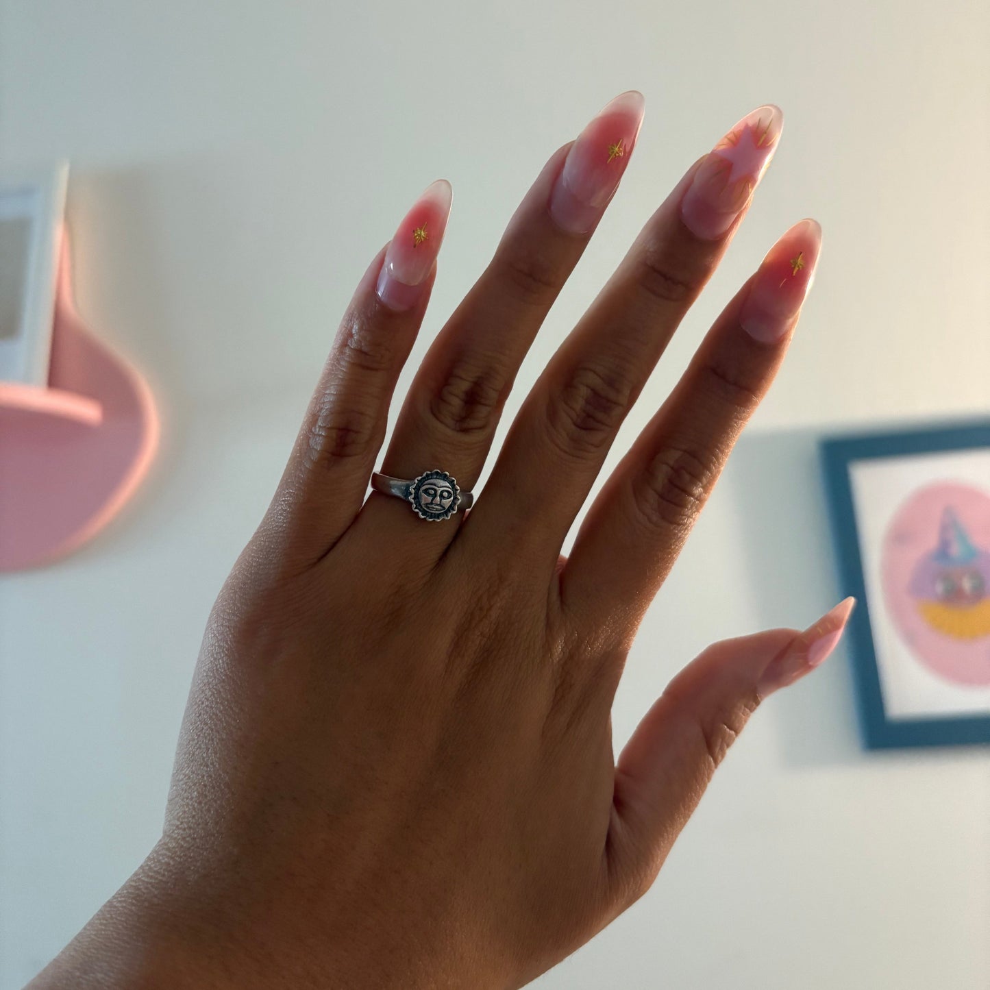 Sterling Silver 925 Sun Face Ring