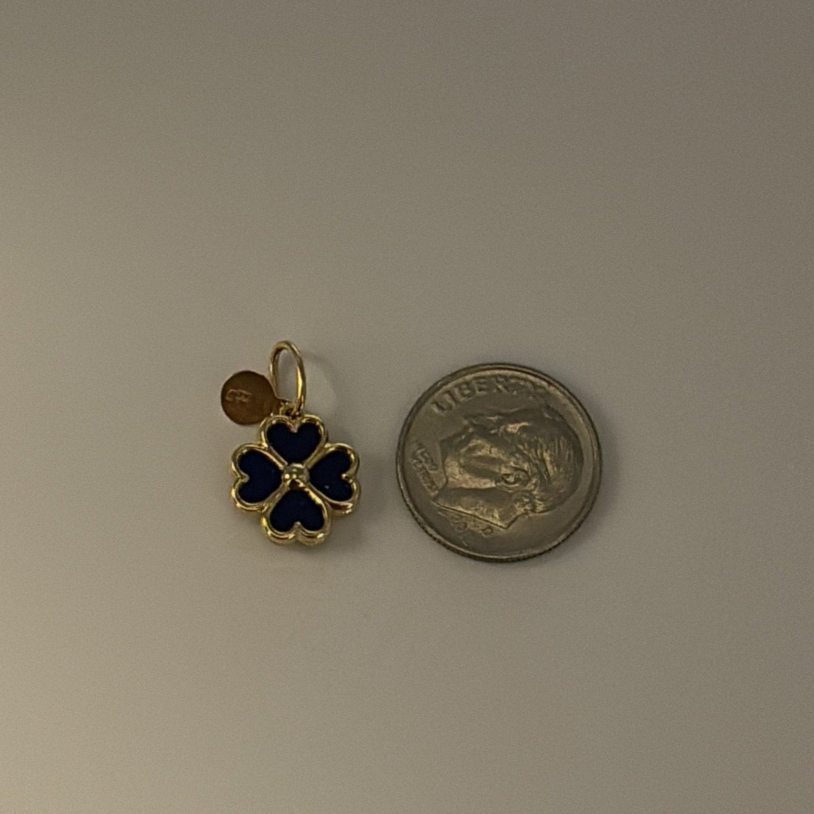 14K lapis lazuli heart clover charm