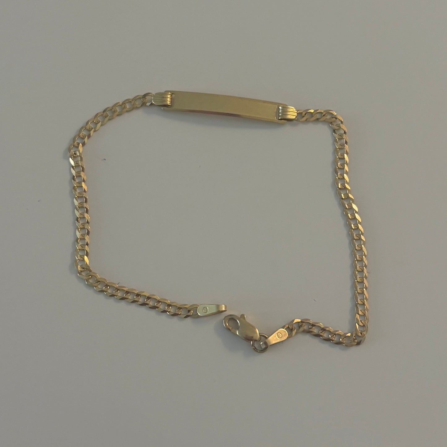 14K Gold Engravable Cuban ID Bracelet – Semi Hollow Name Plate Bracelet