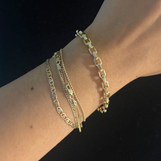 14K Yellow Gold CZ Link Bracelet – 7.25”