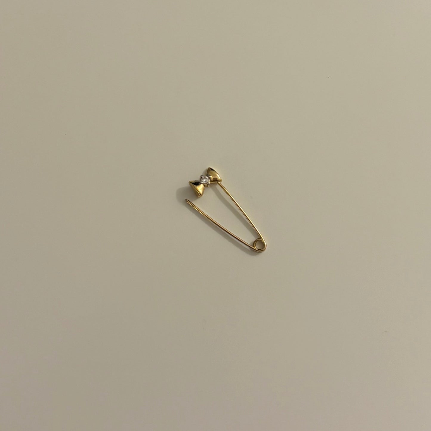 14K Bow Gold Safety Pin- Charm Holder, Connector, or Earring
