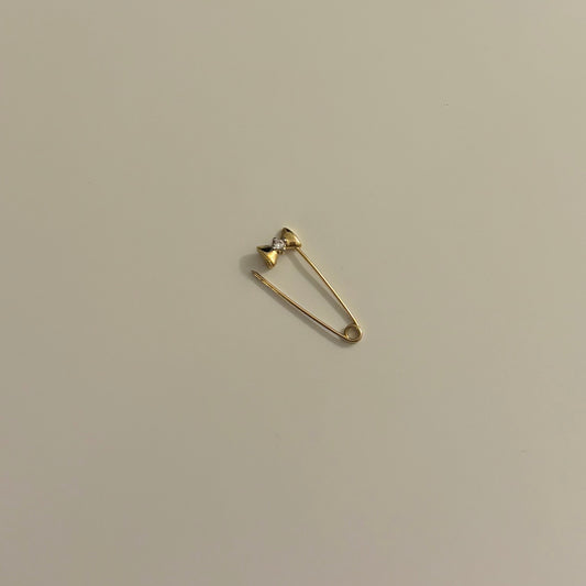 14K Bow Gold Safety Pin- Charm Holder, Connector, or Earring