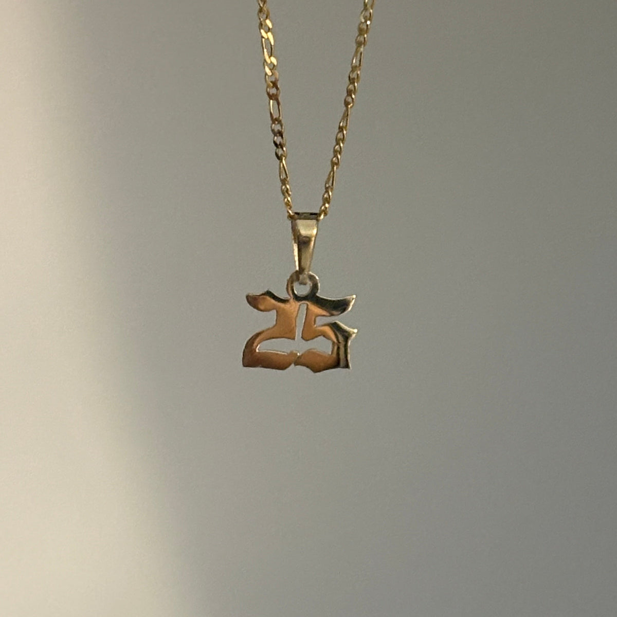 Custom 14K Mini Number Charm -Old English or Cursive Font