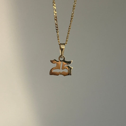 Custom 14K Mini Number Charm -Old English or Cursive Font