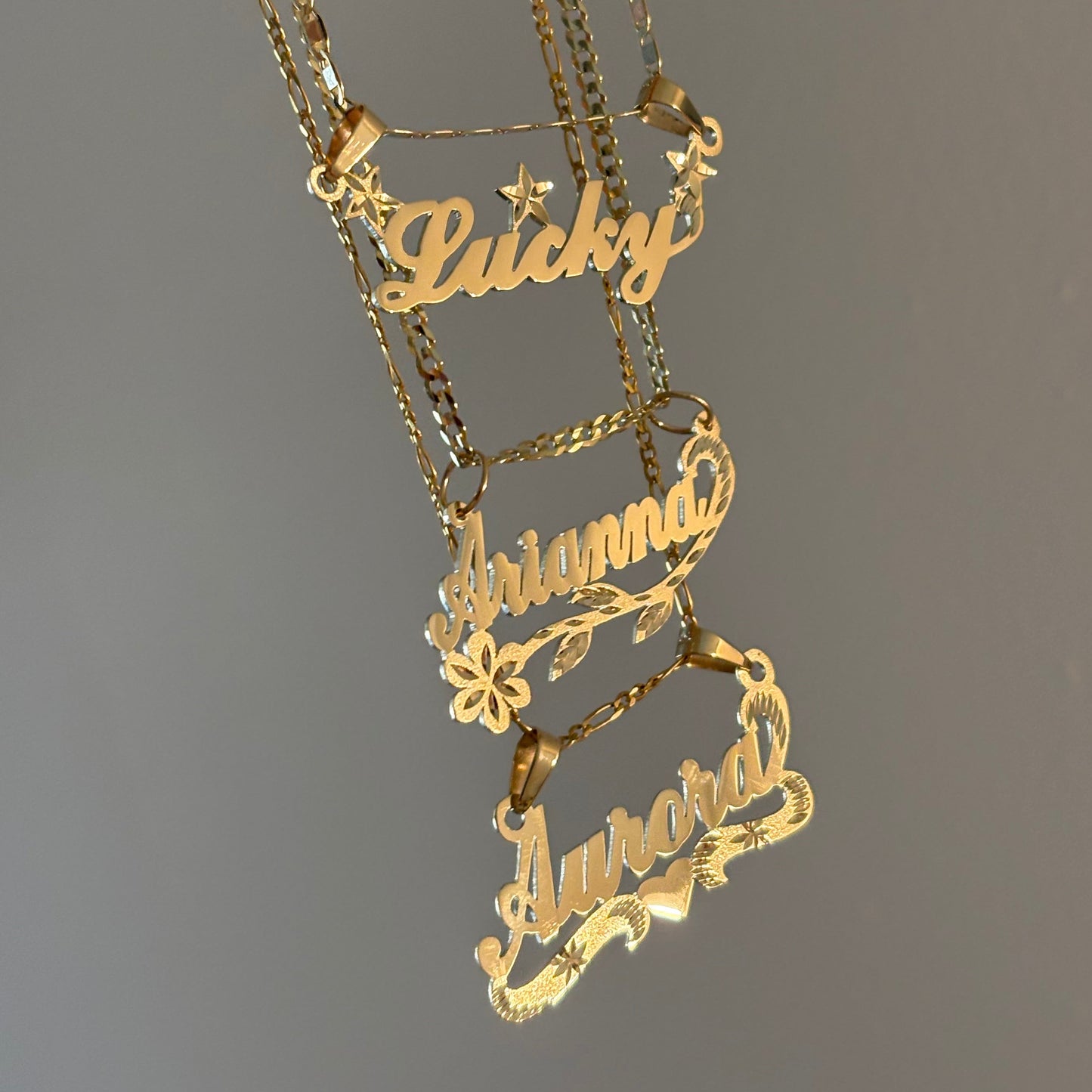 14K Gold Custom Nameplate Pendant – Personalized Name Design