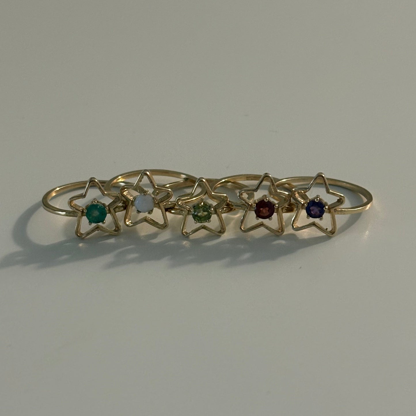 10K Gold Star Gemstone Ring