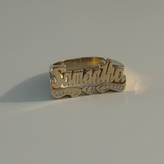 Vintage 14K Gold Samantha Name Ring – Size 6